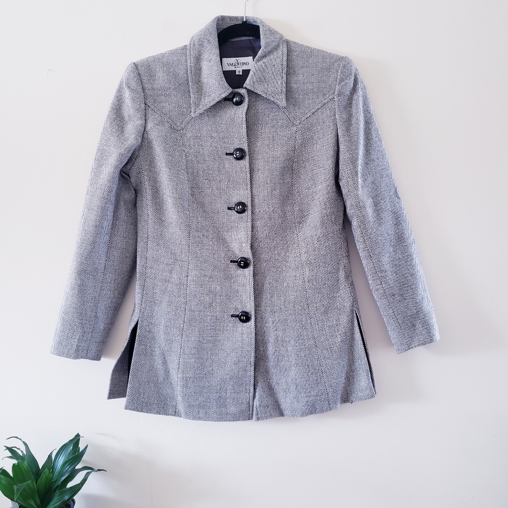 🏷Vintage VALENTINO  Miss V Wool & Silk Blend Blazer  Size 38 ( 4 ) Italy